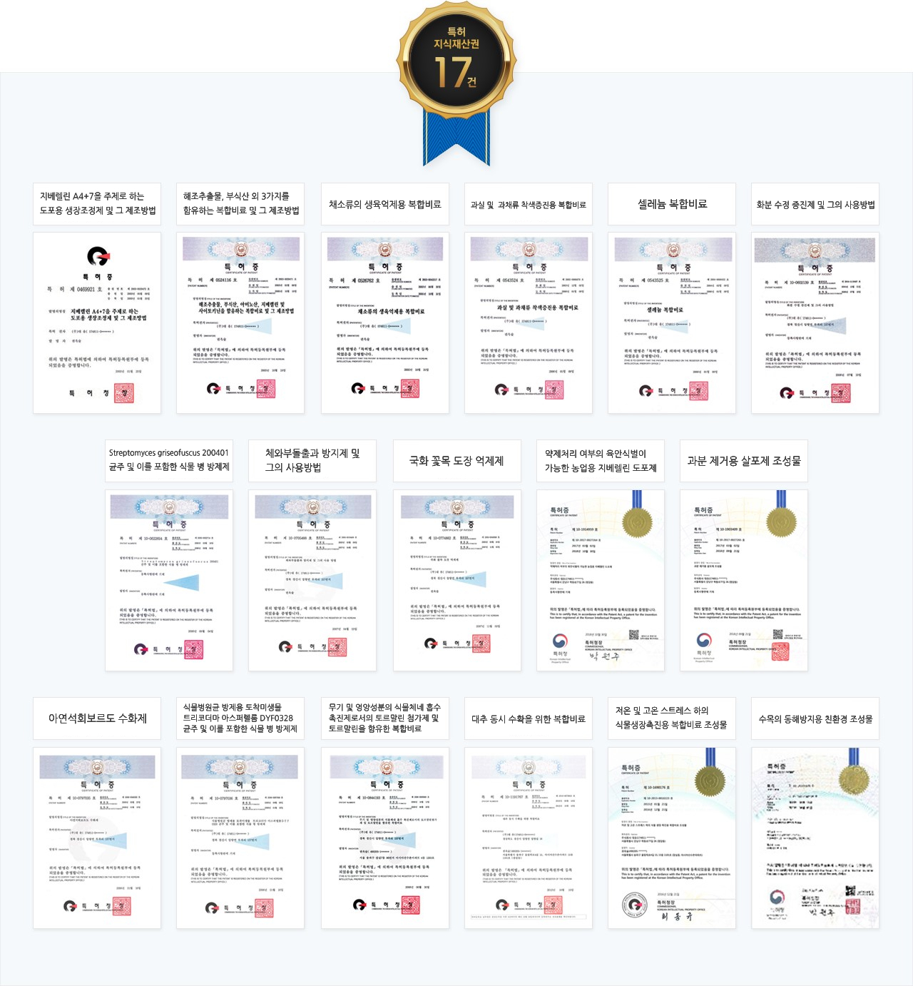 특허 지식재산권 17건